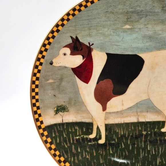 Vintage 90s Warren Kimble Barnyard Animals Decorative Plate "Barnyard Dog" - Picture 3 of 6